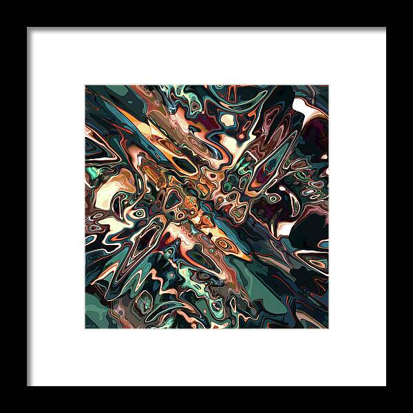 Abstract Framed Print featuring the digital art Melting Copper Abstract by Phil Perkins