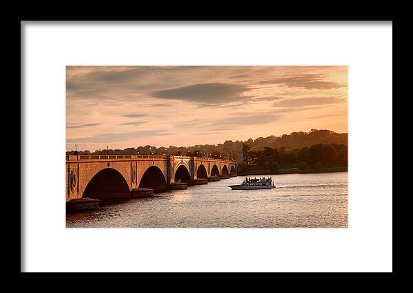 Sunset Framed Print featuring the photograph Memorial Bridge II by Steven Ainsworth