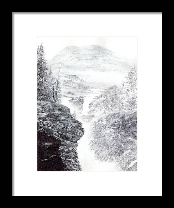 Mountain Framed Print featuring the drawing Memories of Yesterday by Alice Chen
