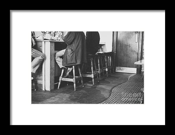 Black And White Framed Print featuring the photograph Men at a bar by Patricia Hofmeester