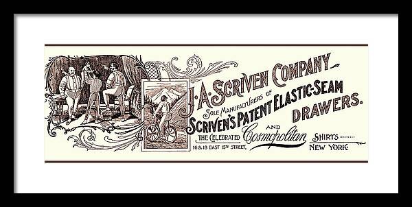Underwear Framed Print featuring the photograph Men's Underwear 1899 Advertisement by Phil Cardamone