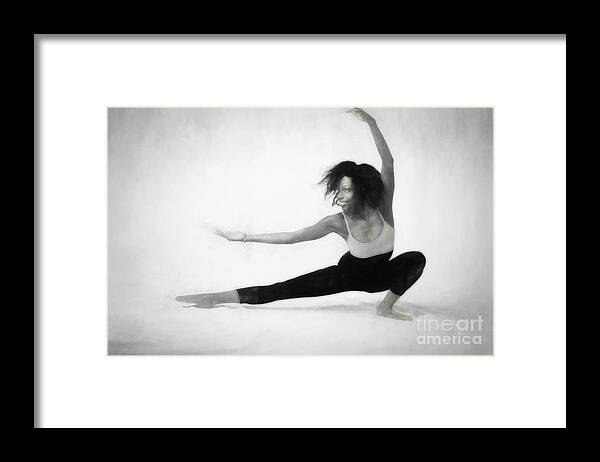Dancer Framed Print featuring the photograph Mercedes posing on floor paintography by Dan Friend