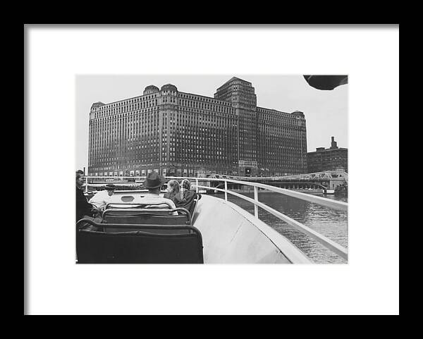 Wendella Framed Print featuring the photograph Merchandise Mart Seen From Wendella Boat - 1962 by Chicago and North Western Historical Society