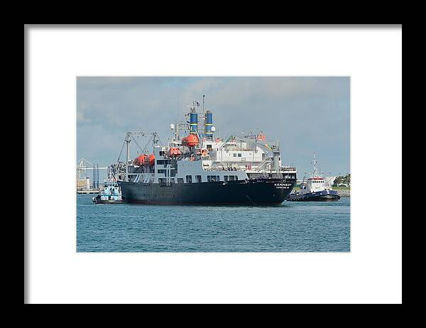 Merchant Marine Framed Print featuring the photograph Merchant Marine Training ship Kennedy and tugboats by Bradford Martin