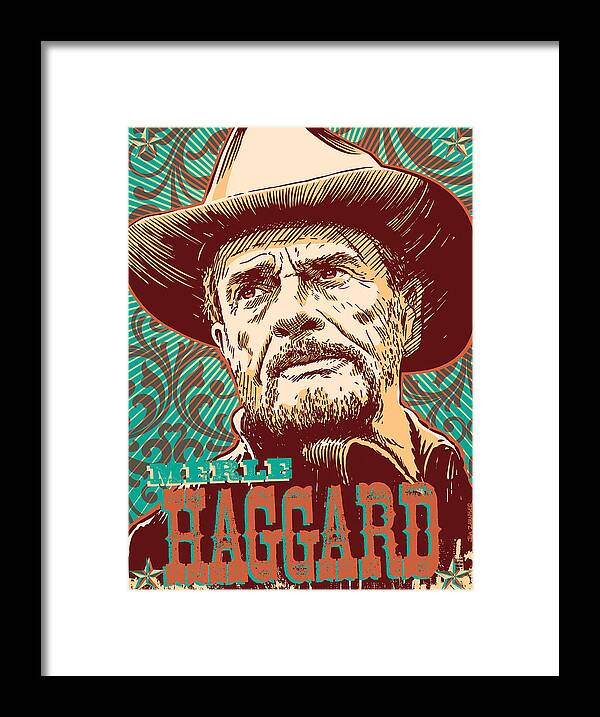 Country And Western Framed Print featuring the digital art Merle Haggard Pop Art by Jim Zahniser