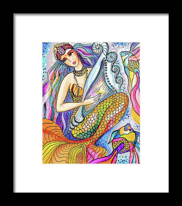 Sea Goddess Framed Print featuring the painting Mermaid Saraswati by Eva Campbell
