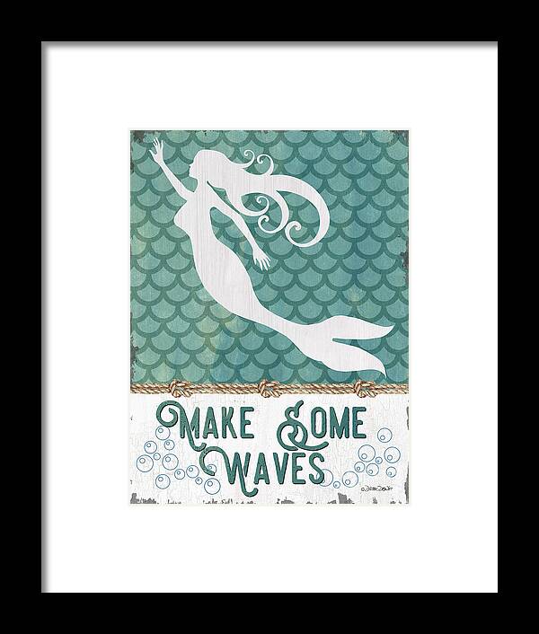 Mermaid Framed Print featuring the painting Mermaid Waves 1 by Debbie DeWitt