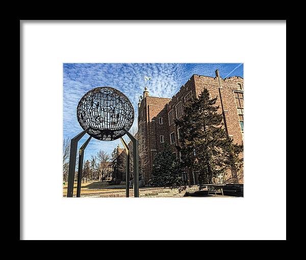 North Dakota Framed Print featuring the photograph Merrifield Hall and Old Main Monument by Tom Gort