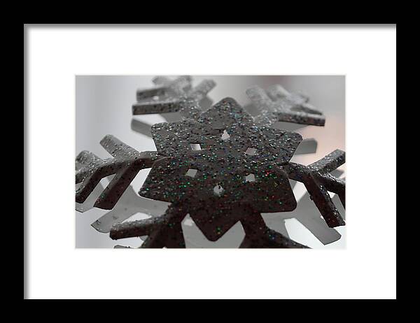 Metal Snowflake with Glitter Sprinkles Framed Print by Cheryl Cioci - Pixels