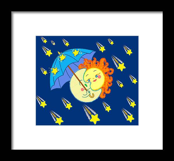 Sun Framed Print featuring the digital art Meteor Shower by J L Meadows