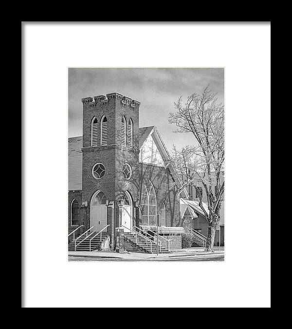 Lassen Framed Print featuring the photograph Methodist Church in Snow by The Couso Collection