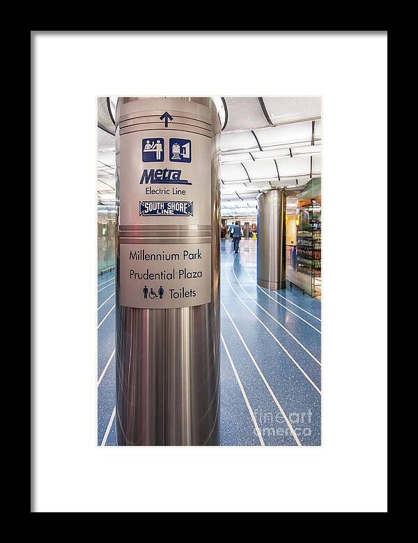 Chicago Framed Print featuring the photograph Metra Electric Line Column Sign by David Levin