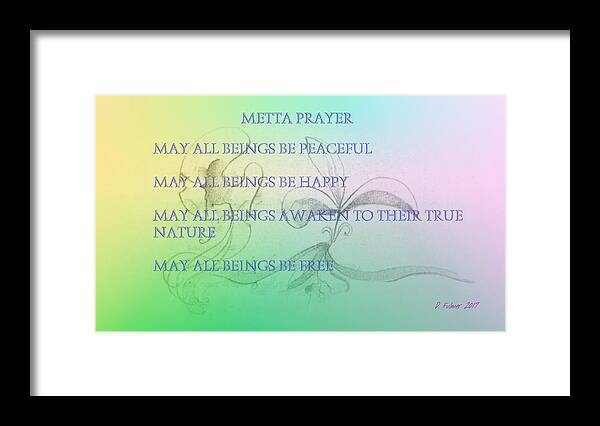 Metta Prayer Framed Print featuring the mixed media Metta Prayer by Denise F Fulmer