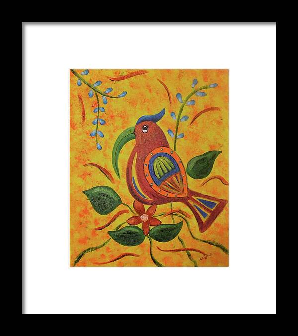 Latin American Framed Print featuring the painting Mexican Bird by Nancy Sisco
