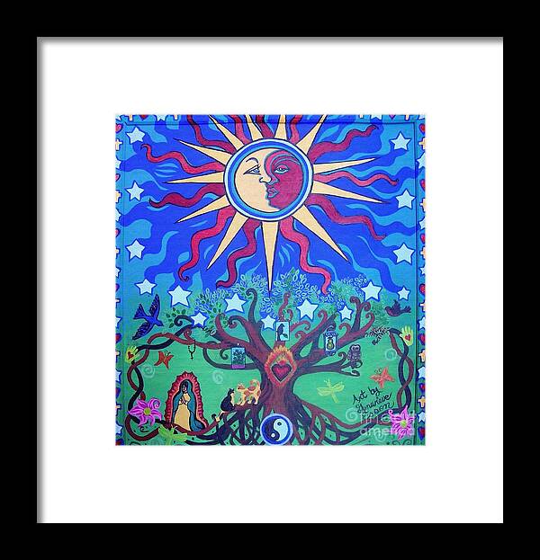 Tree Framed Print featuring the painting Mexican Retablos Prayer Board by Genevieve Esson