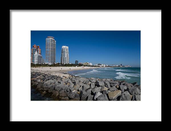 Miami Framed Print featuring the photograph Miami Florida Skyline Miami Beach Rock Wall by Toby McGuire