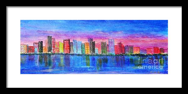 Miami Framed Print featuring the painting Miami Port by Anne Sands