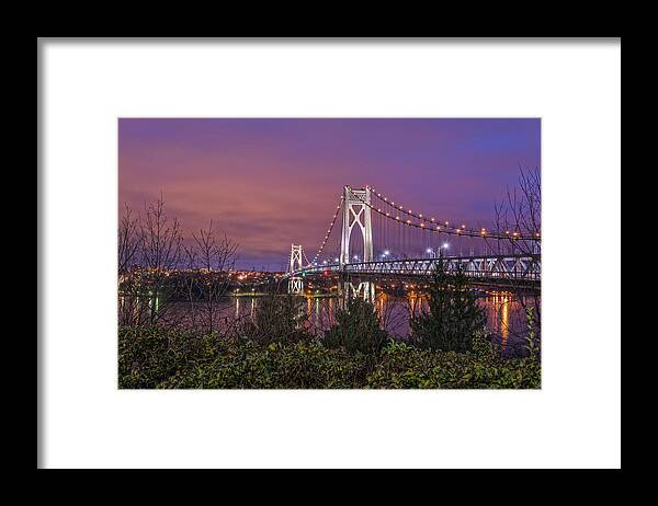 Hudson Valley Framed Print featuring the photograph Mid Hudson Bridge At Twilight by Angelo Marcialis
