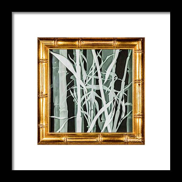 Carved Glass Framed Print featuring the glass art Midnight Bamboo by Alone Larsen