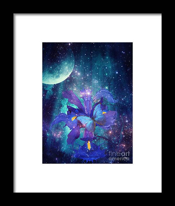 Midnight Butterfly Framed Print featuring the digital art Midnight Butterfly by Mo T