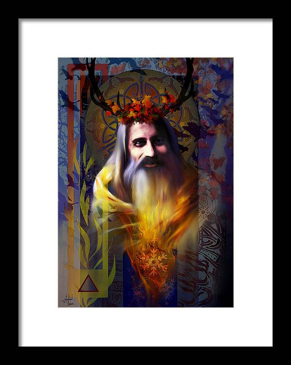 Wiccan Framed Print featuring the digital art Midwinter Solstice Fire Lord by Stephen Lucas