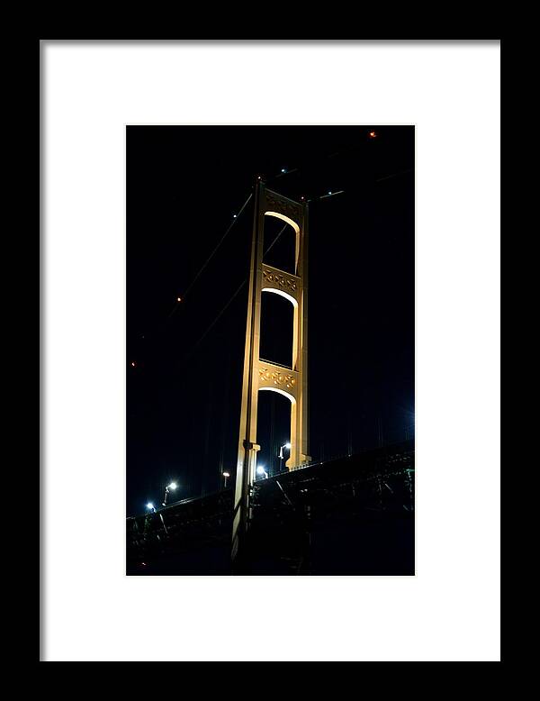 Mackinac Bridge Framed Print featuring the photograph Mighty Mac Tower by Keith Stokes