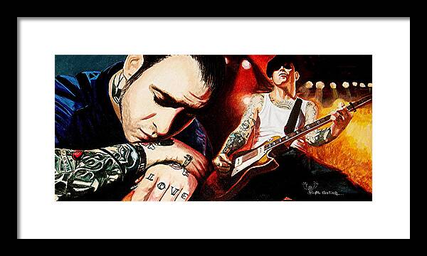 Social Distortion Framed Print featuring the painting Mike Ness 'Nuff Said by Al Molina