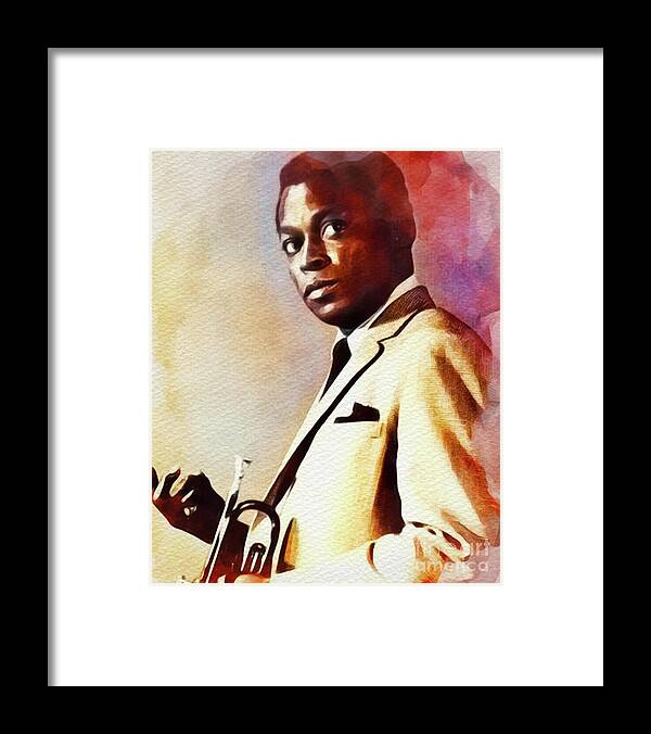 Miles Framed Print featuring the painting Miles Davis, Music Legend by Esoterica Art Agency