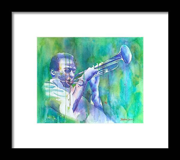 Watercolor Framed Print featuring the painting Miles is Cool by Debbie Lewis