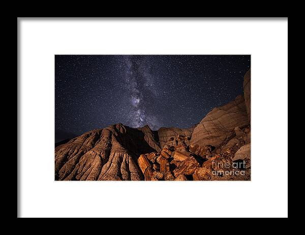 Petrified Forest Framed Print featuring the photograph Milky Way and Petrified Logs by Melany Sarafis
