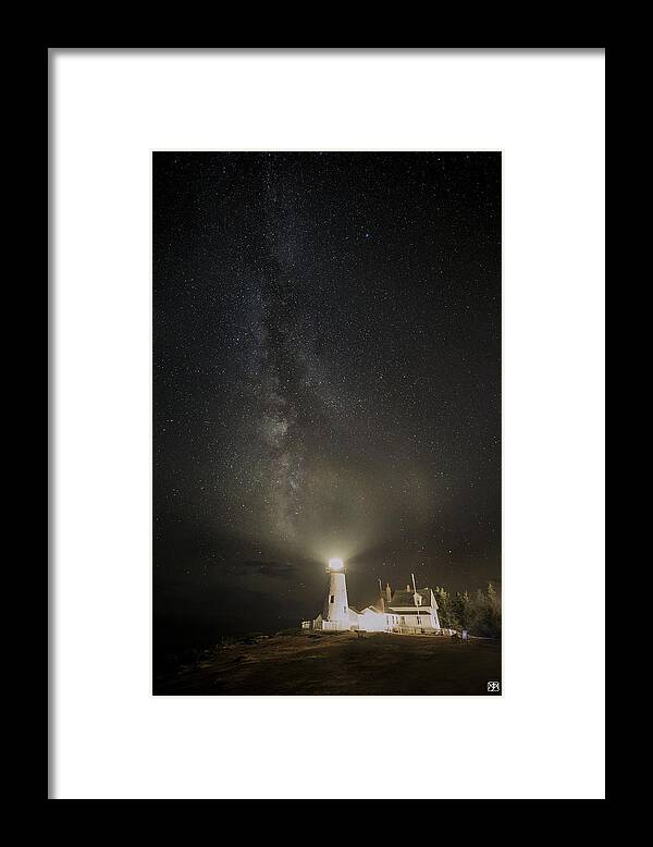 Milky Way Framed Print featuring the photograph Milky Way At Pemaquid Light by John Meader