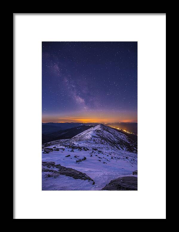 Milky Way Over Franconia Ridge Framed Print featuring the photograph Milky Way over Franconia Ridge by White Mountain Images