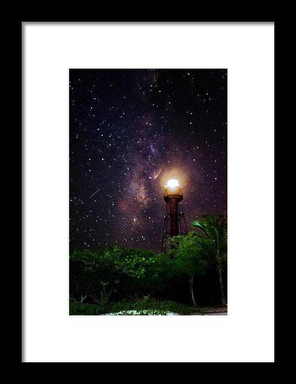 Sanibel Lighthouse Framed Print featuring the photograph Milky Way Over The Sanibel Lighthouse by Greg and Chrystal Mimbs