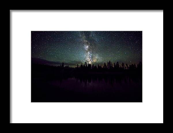 Milky Way Galaxy Framed Print featuring the photograph Milky Way over the Snake River 01 by Josh Bryant