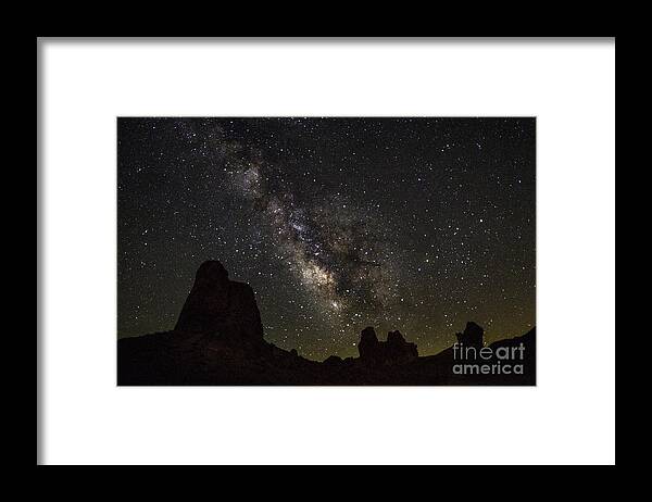 Night Sky Framed Print featuring the photograph Milky Way over Trona Pinnacles by Mark Jackson