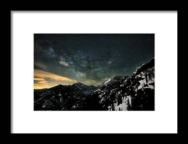 All Rights Reserved Framed Print featuring the photograph Milky Way Skies Over Glacier Gorge by Mike Berenson