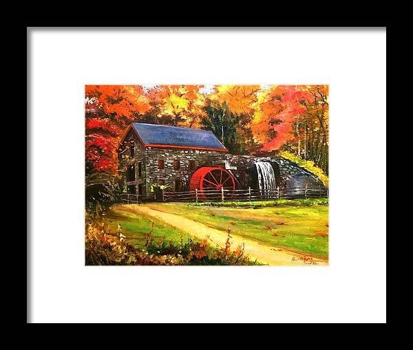 Mill House Framed Print featuring the painting Mill house by Rose Wang