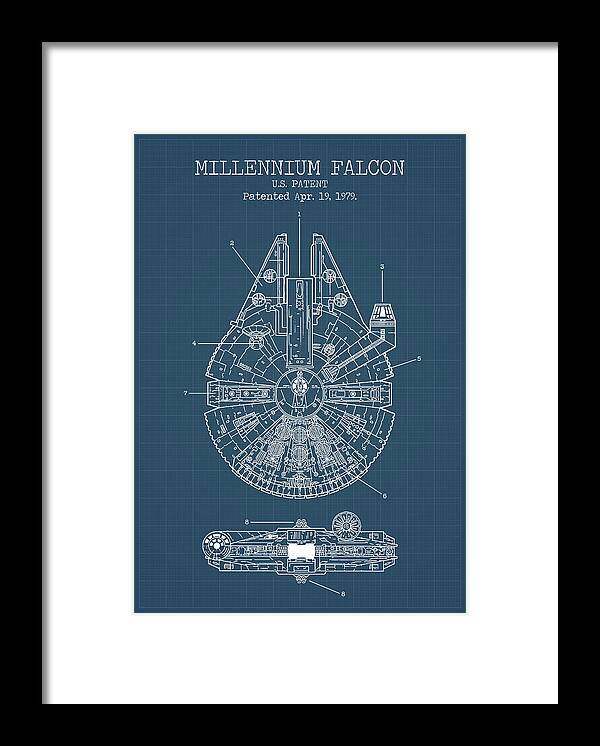 Millennium Falcon Patent Print Framed Print featuring the digital art Millennium Falcon by Denny H