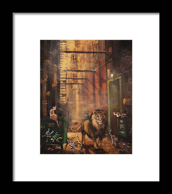 Milwaukee Lion Framed Print featuring the painting Milwaukee Lion by Tom Shropshire