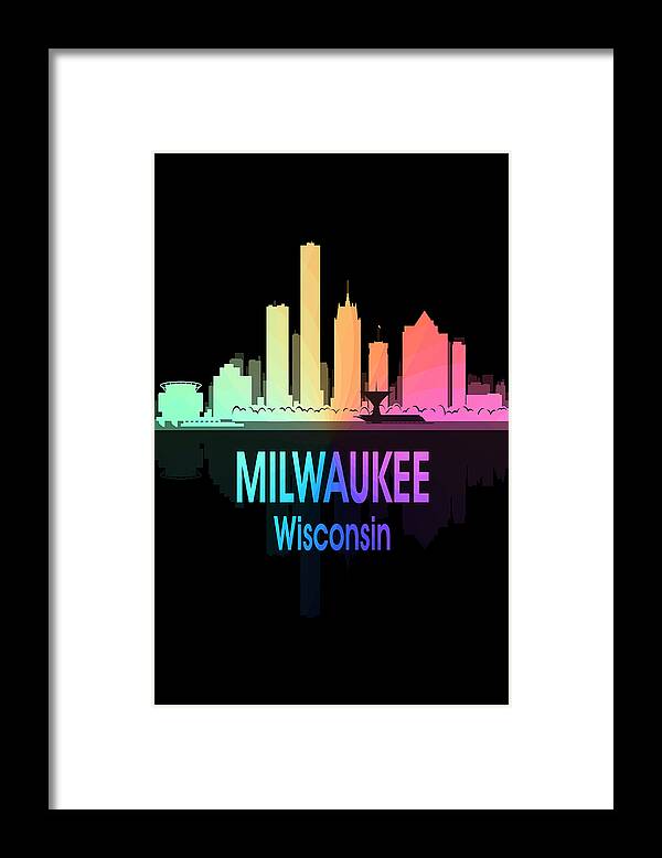 Milwaukee Framed Print featuring the digital art Milwaukee WI 5 Vertical by Angelina Tamez