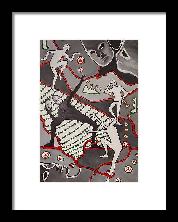 Mime Framed Print featuring the painting Mime #1 by Myra Evans