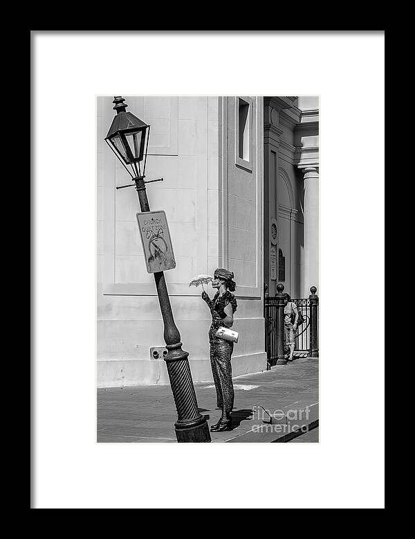 Mime Framed Print featuring the photograph Mime and Her Lamppost - NOLA by Kathleen K Parker