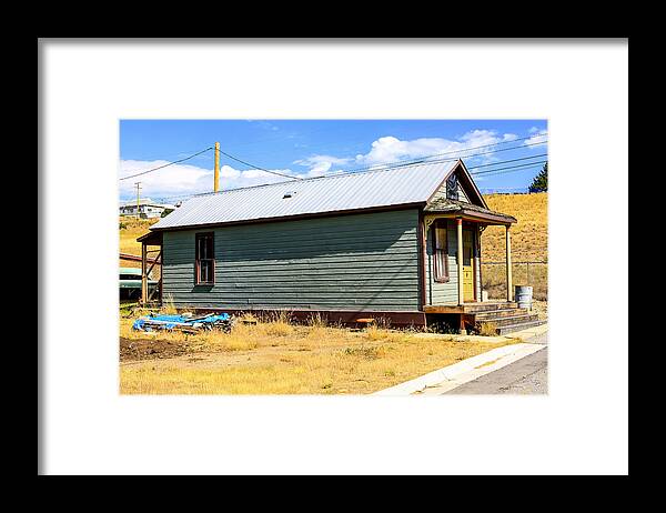 Old; Miners; One-room; House; Butte; Montana; Mt; Shack; Wooden; Home; Housing; Abode; Homestead; Building; Dwelling; Place; Residence; Residential; Property; Habitat; Address; Premises; Location; Neighborhood; Pioneer; Americana; Usa Framed Print featuring the photograph Miners shack in Montana by Chris Smith
