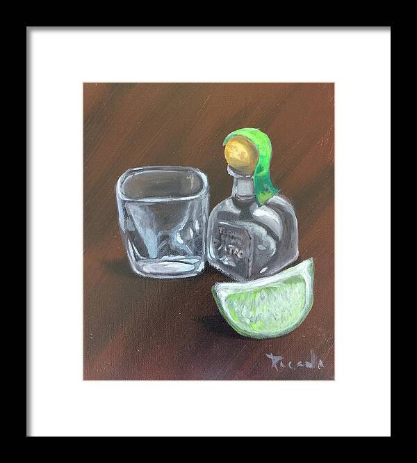 Patron Framed Print featuring the painting Mini Patron Shots by Holly Picano