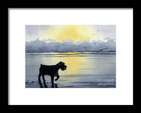 Mini Framed Print featuring the painting Miniature Schnauzer at Sunset by David Rogers