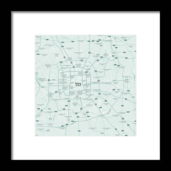 Vector Framed Print featuring the painting Minimalist Modern Map of Beijing, China 1 by Celestial Images