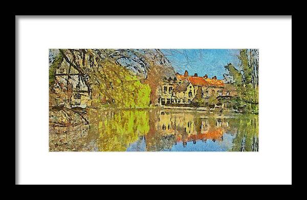 Belgium Framed Print featuring the digital art Minnewater Lake in Bruges Belgium by Digital Photographic Arts