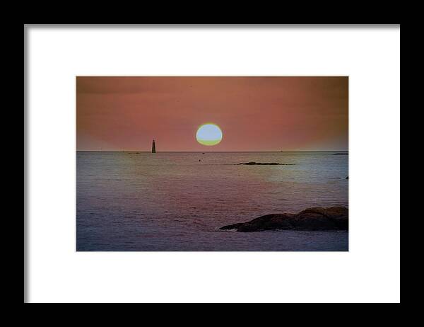 Minots Framed Print featuring the photograph Minots Ledge Light at Sunrise by Bill Cannon