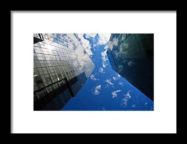 Mirrored Buildings Framed Print featuring the photograph Mirrored Buildings by Mandy Wiltse