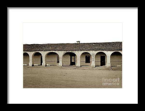 Mission San Miguel Framed Print featuring the photograph Mission San Miguel Arcangel, San Luis Obispo County Circa 1877 by Monterey County Historical Society